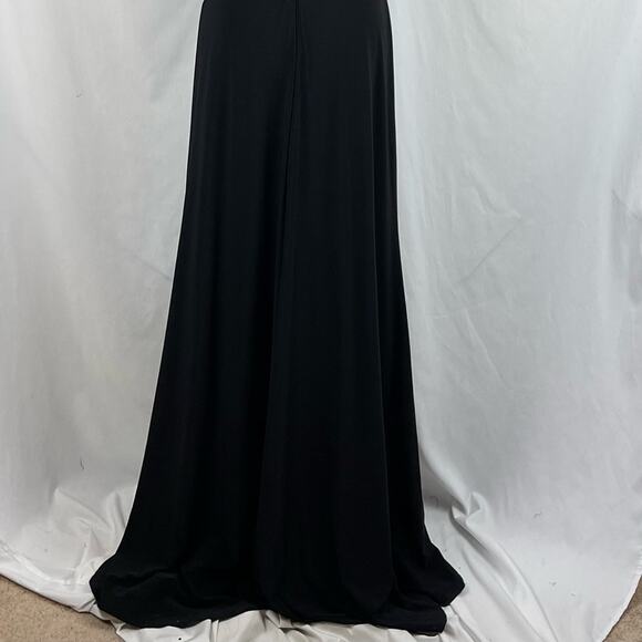Morgan & Co Black Sheer Cutouts Feminine Party Event Occasion Maxi Dress Size 7 - Picture 8 of 15